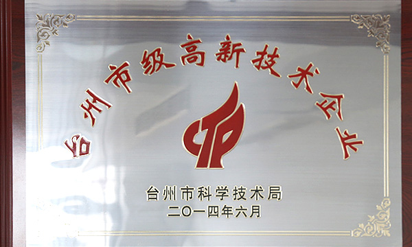 浙江省科技型企業(yè)，臺州市級高新技術企業(yè)